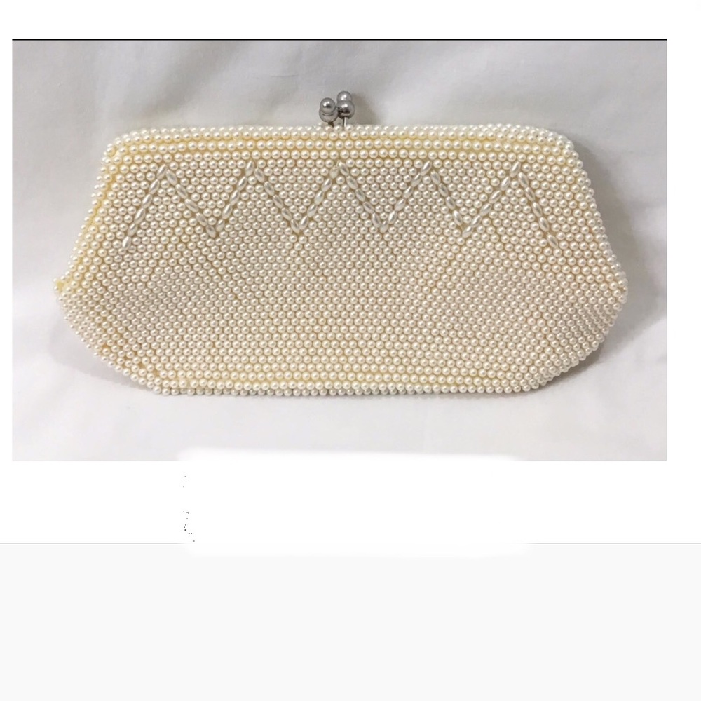 Vintage White Beaded Clutch Bag Gary Gail